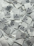 Made In USA Size 2 Woven Sewing Clothing Label White 1000 Pieces