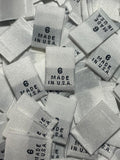 Made In USA Size 6 Woven Sewing Clothing Label White 1000 Pieces