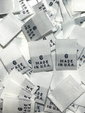 Made In USA Size 6 Woven Sewing Clothing Label White 1000 Pieces