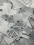Made In USA Size 10 Woven Sewing Clothing Label White 1000 Pieces