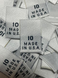Made In USA Size 10 Woven Sewing Clothing Label White 1000 Pieces