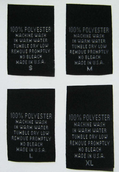 Black 100% Polyester S-XL Woven Clothing Sewing Garment Care Label Tags (100-1000pcs)