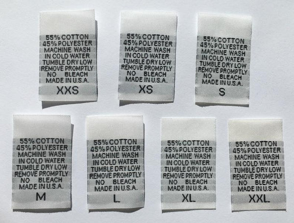 White 55% Cotton 45% Polyester XXS-XXL Woven Clothing Sewing Garment Care Label Tags (100-1000pcs)
