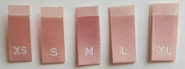 Bundle Size XS-XL Light Pink Woven Clothing Sewing Garment Label Size Tags (50-1000pcs)