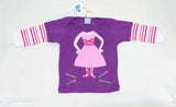 Kids Ballerina Star Dancer Unique Morfs Brand Cotton Fashion Designer Long Sleeve Purple T-Shirt