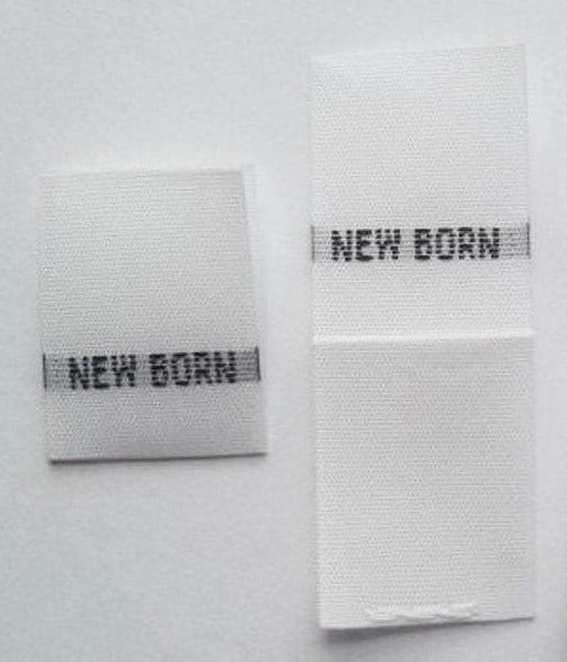White New Born NB Woven Infant Clothing Sewing Garment Label Size Tags (50-1000pcs)
