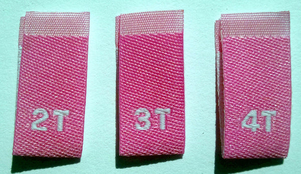 Light Pink Bundle 2T 3T 4T Woven Toddler Clothing Sewing Garment Label Size Tags (50-1000pcs)
