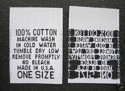 White 100% Cotton One Size - Machine Wash Woven Clothing Sewing Garment Care Label Tags (50-1000pcs)