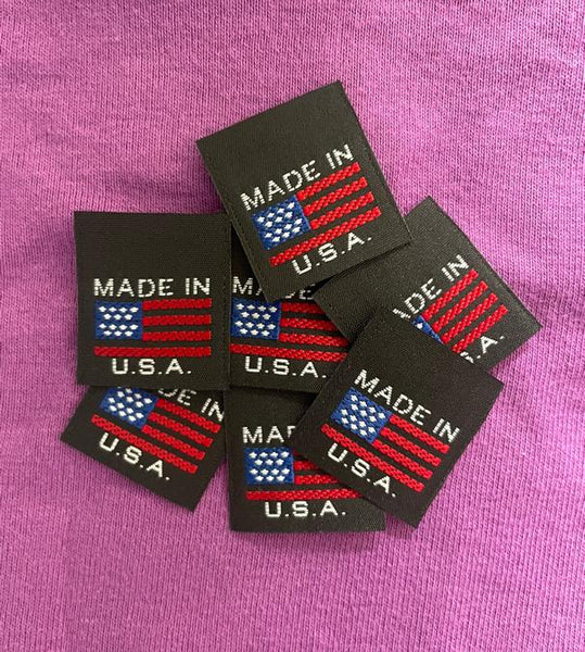 Flag Labelling Tag American Flag Made in USA Woven Clothing Sewing Garment Label Tags (25 ...