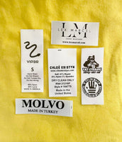 Custom Printed Personalized Satin Clothing Sewn In Label Tags - Black Thermal Ink on White Satin (100-100000pcs)