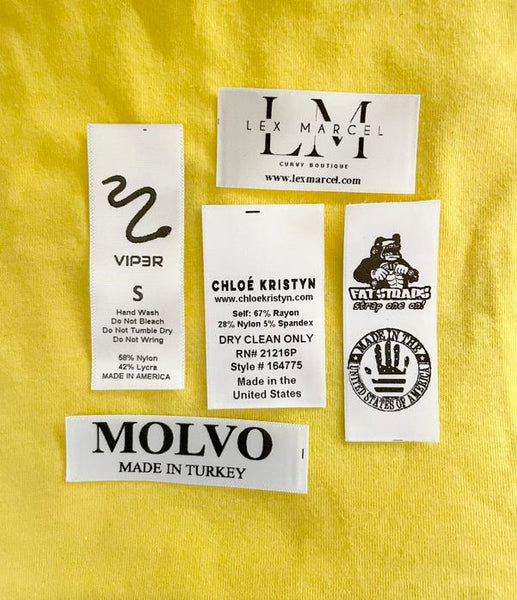 Custom Printed Personalized Satin Clothing Sewn In Label Tags Black Thermal Ink on White Satin (100-100000pcs)
