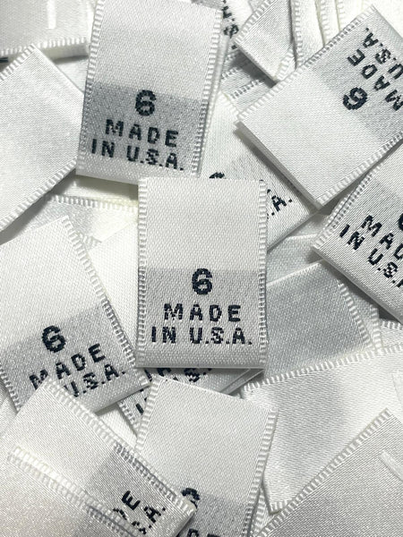 Made In USA Size 6 Woven Sewing Clothing Label White 1000 Pieces