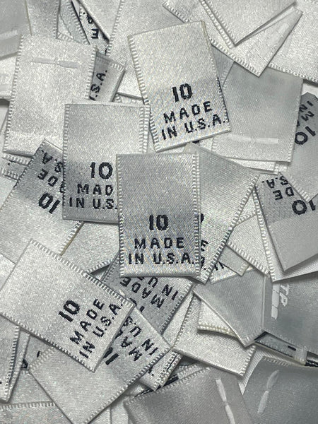 Made In USA Size 10 Woven Sewing Clothing Label White 1000 Pieces