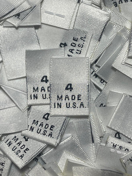 Made In USA Size 4 Woven Sewing Clothing Label White 1000 Pieces