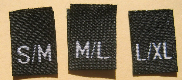 Black Bundle S/M M/L L/XL Woven Clothing Sewing Garment Label Size Tags (50-1000pcs)