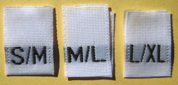 White Bundle S/M M/L L/XL Woven Clothing Sewing Garment Label Size Tags (50-1000pcs)