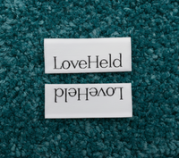 Custom Text Only Loop Fold Woven Hem Labels For Designers & Brands