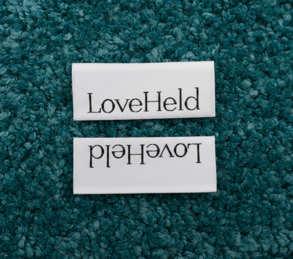 Custom Text Only Loop Fold Woven Hem Labels For Designers & Brands