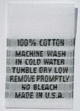 100% Cotton - Machine Wash Woven Clothing Sewing Garment Care Label Tags White (50-1000 pcs)
