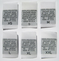 White 100% Polyester XS-XXL Woven Clothing Sewing Garment Care Label Tags (100-1000pcs)