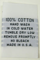 White 100% Cotton Hand Wash Woven Clothing Sewing Garment Care Label Tags (50-1000pcs)