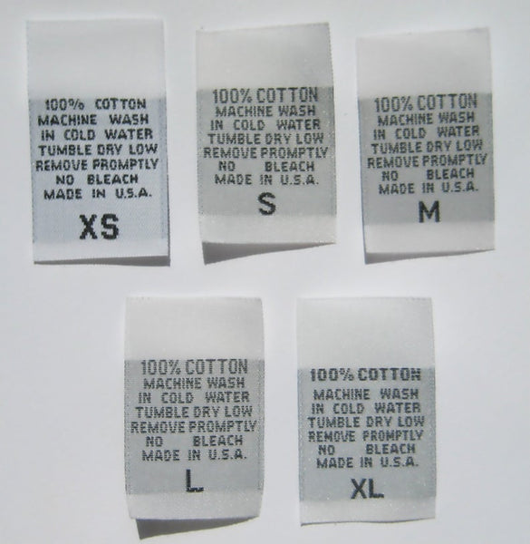 White 100% Cotton Machine Wash XS-XL Woven Clothing Sewing Garment Care Label Tags (100-1000pcs)