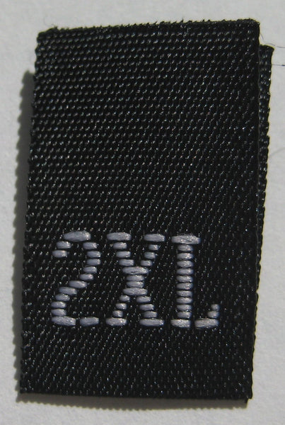 Black Woven Clothing Sewing Garment Label Size Tags - 2XL - Extra Extra Large (50-1000pcs)