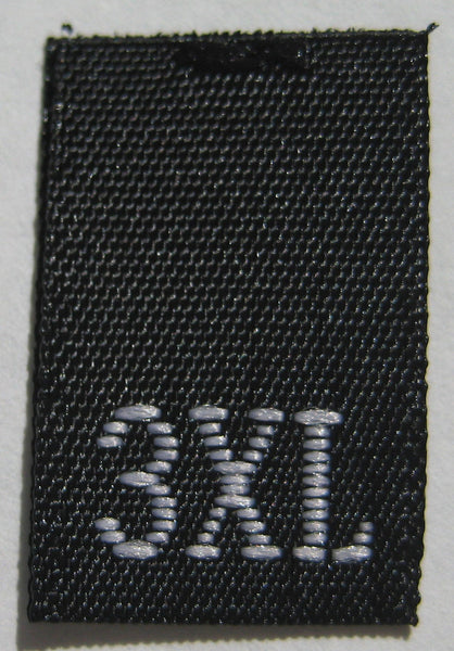 Black Woven Clothing Sewing Garment Label Size Tags - 3XL - XXXL (50-1000pcs)