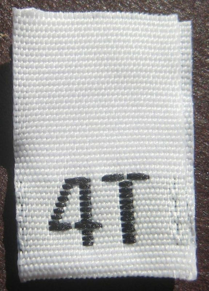 White 4T Woven Toddler Clothing Sewing Garment Label Size Tags (50-1000pcs)