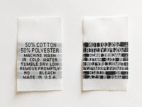 White 50% Cotton 50% Polyester Woven Clothing Sewing Garment Care Label Tags (50-1000pcs)
