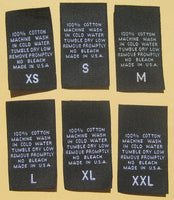 Black 100% Cotton XS-XXL Woven Clothing Sewing Garment Care Label Tags (100-1000pcs)