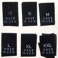 Bundle Size XS-XXL Made in USA Black Woven Clothing Sewing Garment Label Size Tags (60-1000pcs)