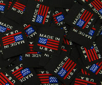 Black American Flag Made in USA Woven Clothing Sewing Garment Label Tags (25-10000pcs)