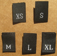 Bundle Size XS-XL Black Woven Folded Clothing Sewing Garment Label Size Tags (50-5000pcs)
