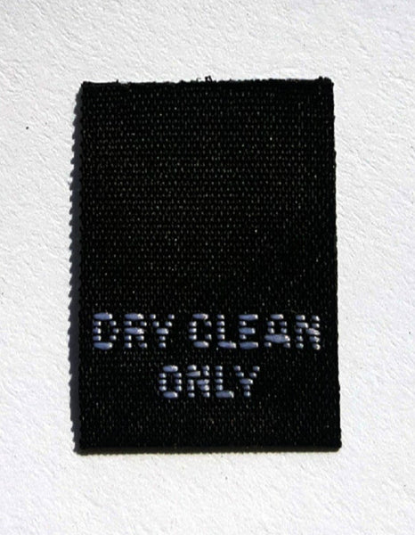 Black Dry Clean Only Woven Clothing Sewing Garment Care Label Tags (50-1000pcs)