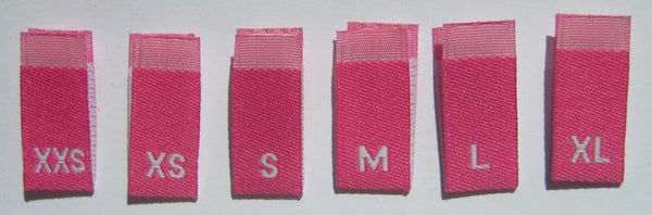 Bundle Size XXS-XL Hot Pink Woven Clothing Sewing Garment Label Size Tags (60-1000pcs)