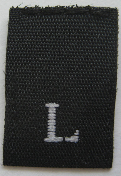 Black Woven Clothing Sewing Garment Label Size Tags - L - Large (50-1000pcs)