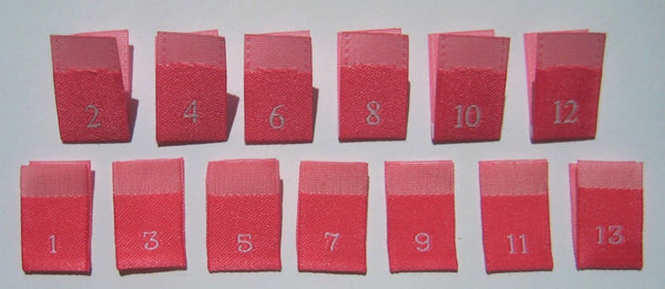 Bundle Size 1-13 Pink Woven Clothing Sewing Garment Label Size Tags (130-1000pcs)
