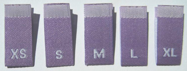 Bundle Size XS-XL Purple Woven Clothing Sewing Garment Label Size Tags (50-1000pcs)