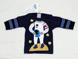 Kids Astronaut Unique Morfs Brand Cotton Fashion Designer Long Sleeve Navy T-Shirt