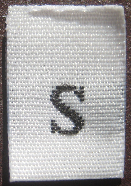 White Woven Clothing Sewing Garment Label Size Tags - S - Small (50-1000pcs)