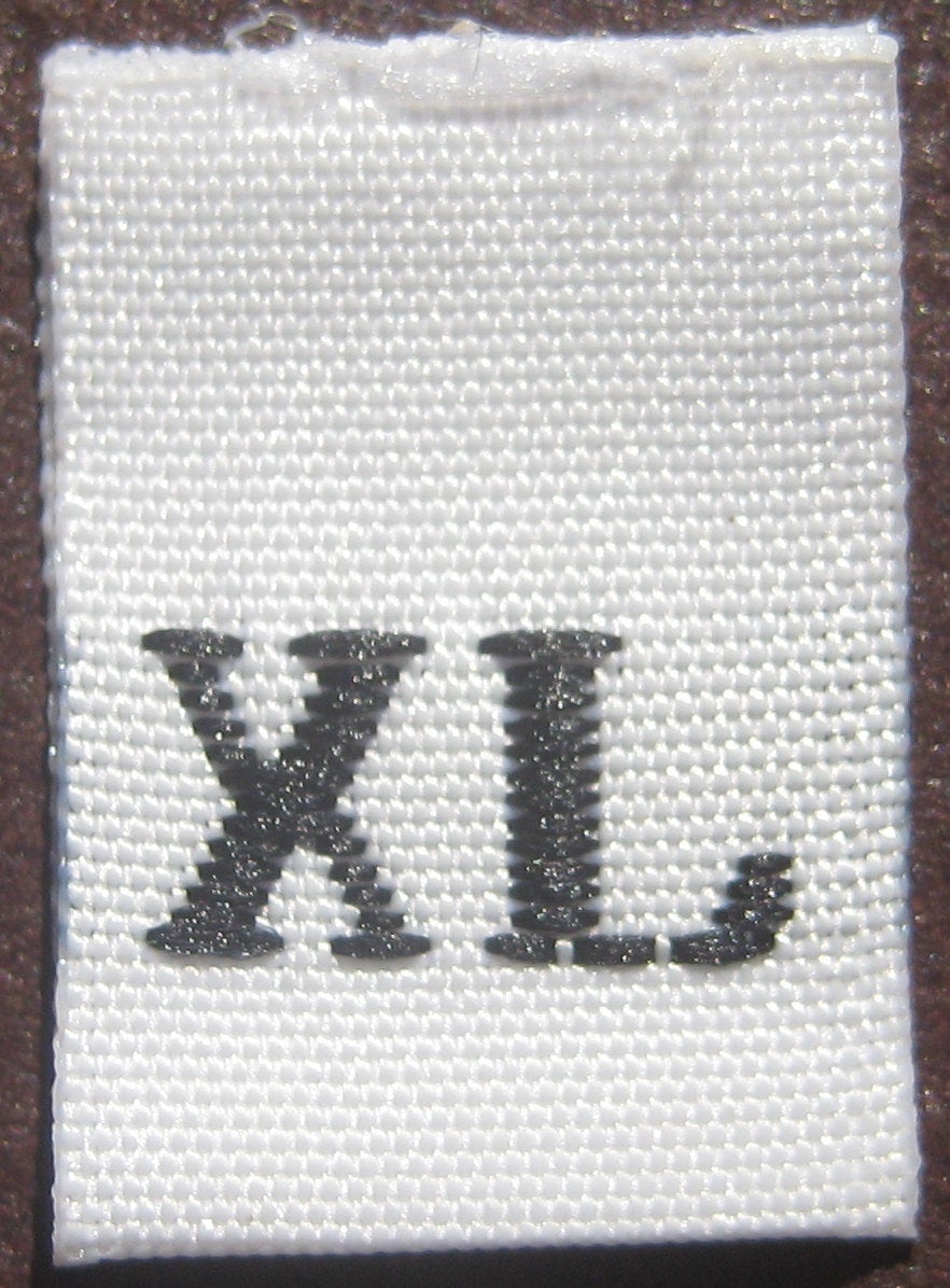 White Woven Clothing Sewing Garment Label Size Tags - XL - Extra Large ...