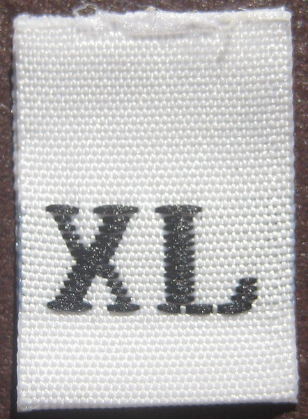 White Woven Clothing Sewing Garment Label Size Tags - XL - Extra Large (50-1000pcs)