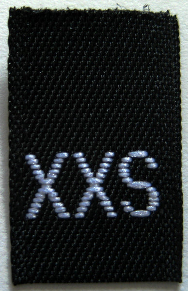 Black Woven Clothing Sewing Garment Label Size Tags - XXS - Extra Extra Small (50-1000pcs)