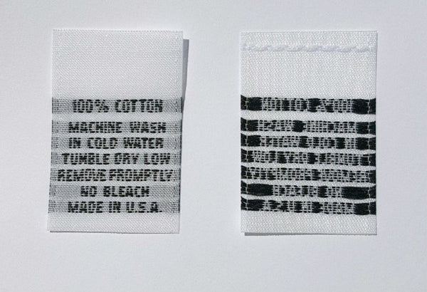 thumbnail image 2 of SEANLABEL 100 Pack Black Woven Care Labels – 100% Cotton Taffeta, Made In USA 2 of 3