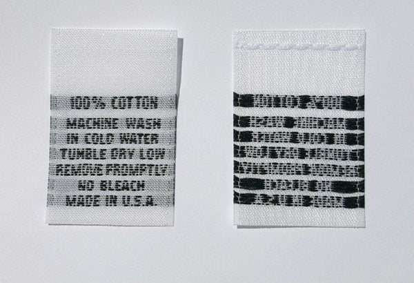 White 100% Cotton - Machine Wash Woven Clothing Sewing Garment Care Label Tags (50-1000pcs)