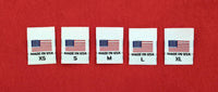 White XS-XL Woven Clothing Sewing Garment Label Tags - American Flag Made in USA (50-10000pcs)