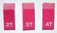 Rose Hot Pink Bundle 2T 3T 4T Woven Toddler Clothing Sewing Garment Label Size Tags (50-1000pcs)