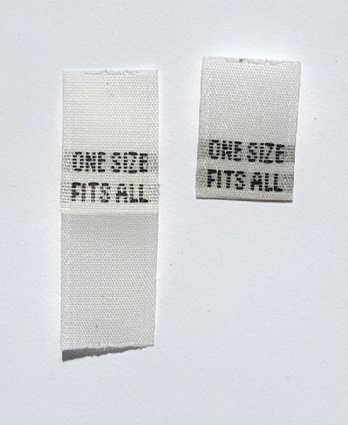 One Size Fits All Woven Clothing Sewing Garment Care Label Tags (50-1000pcs) White