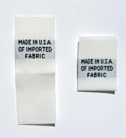 White Made in USA of Imported Fabric Woven Clothing Sewing Garment Care Label Tags (50-1000pcs)